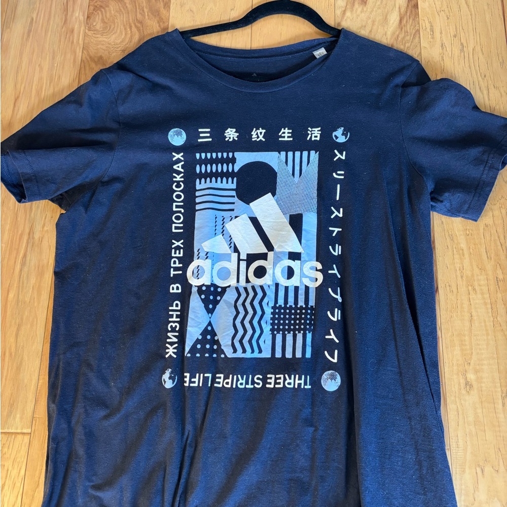 Adidas Men's Blue Graphic T-Shirt